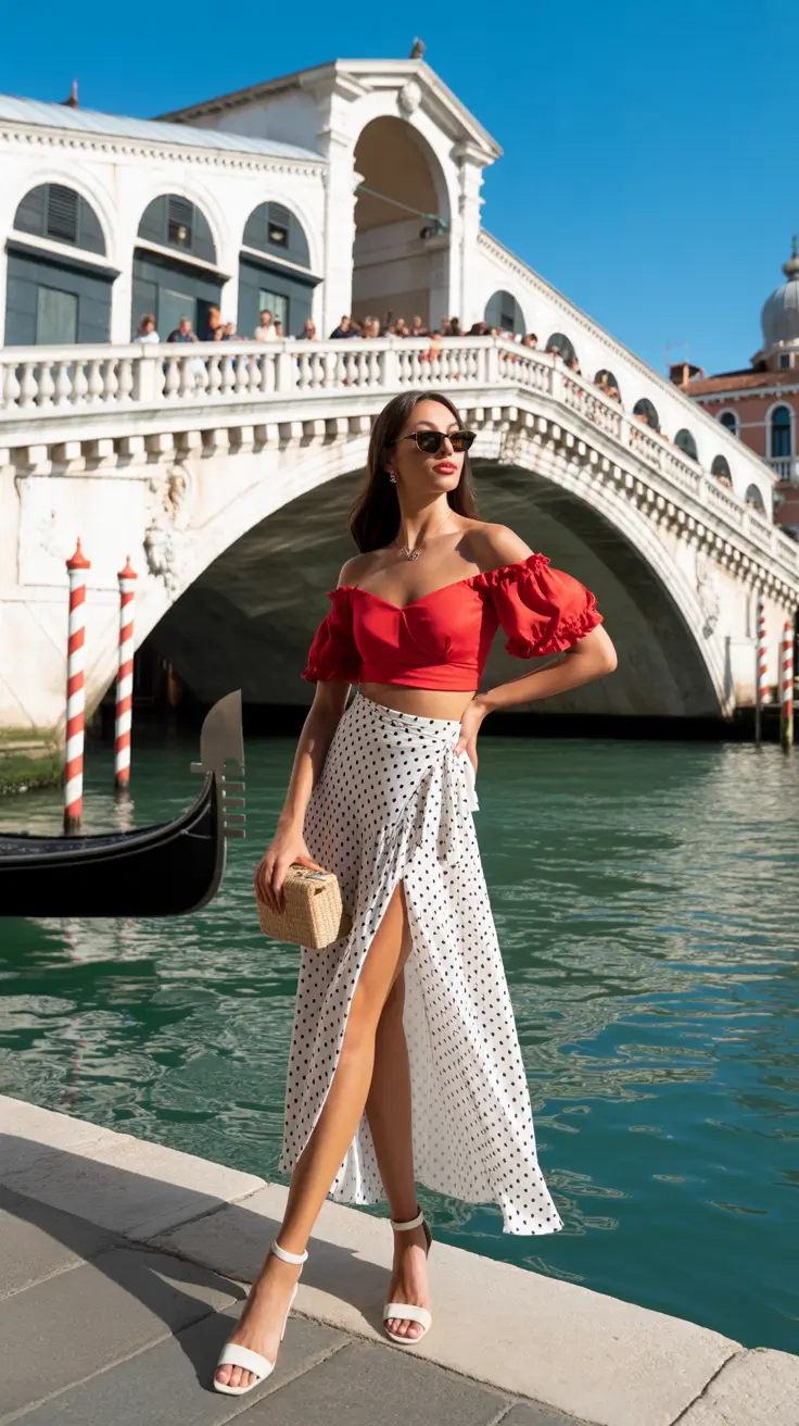 Trendy vacation outfits 2026 Polka Dots and Red Riviera