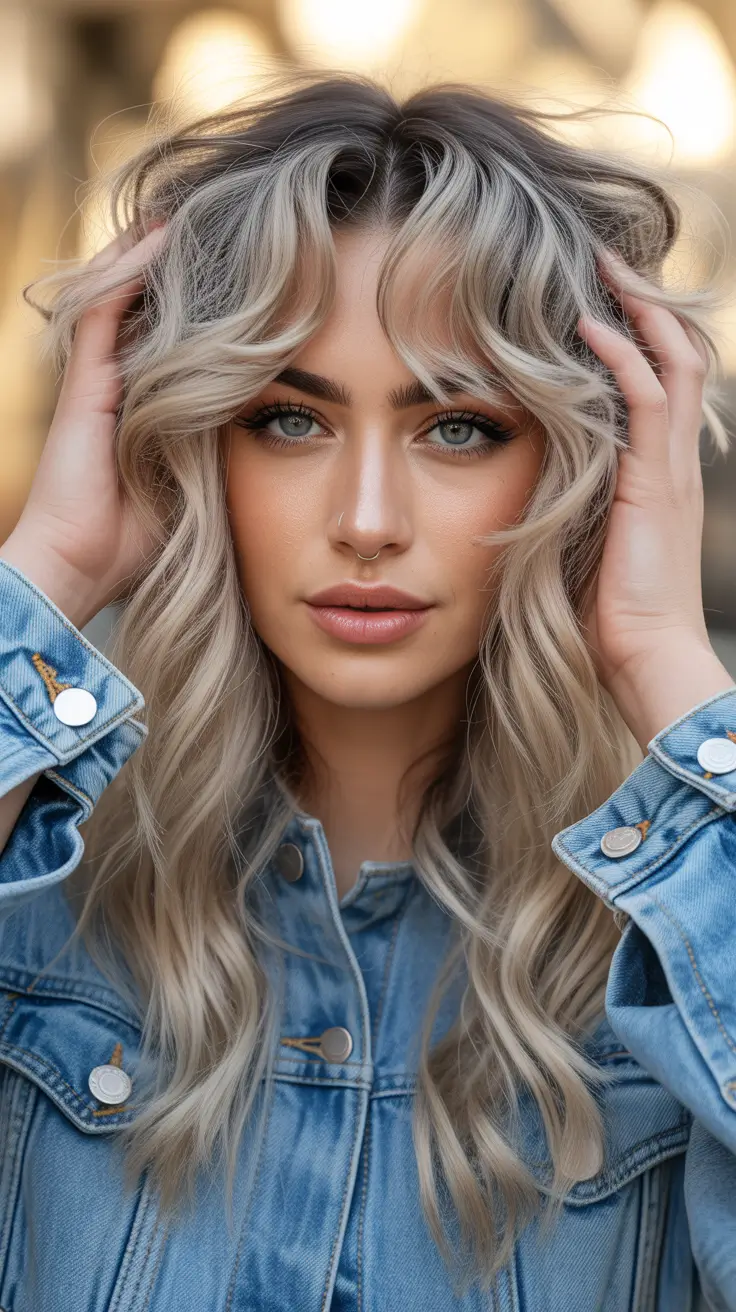 Trendy wolf haircut 2026 Denim Blonde Waves