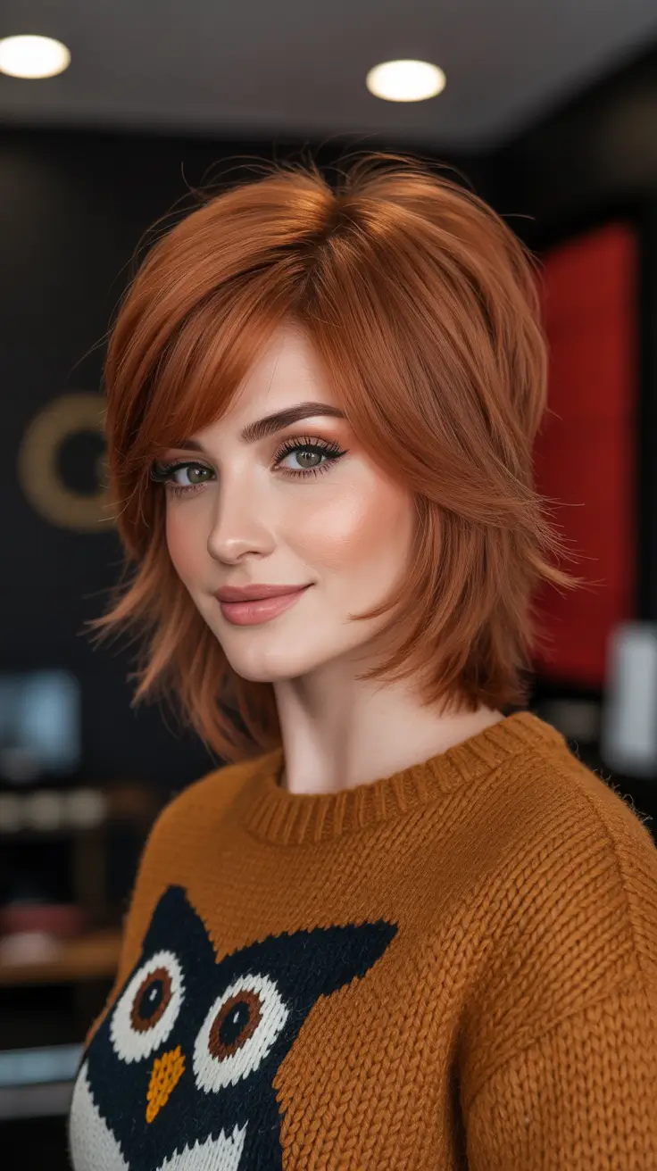 Trendy wolf haircut 2026 Amber Shag Elegance