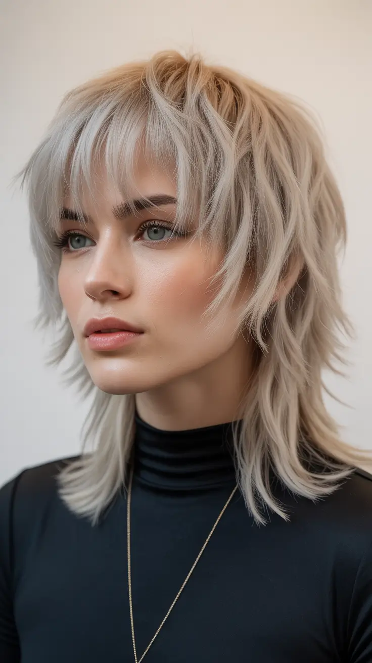 Trendy wolf haircut 2026 Frosted Silver Shag