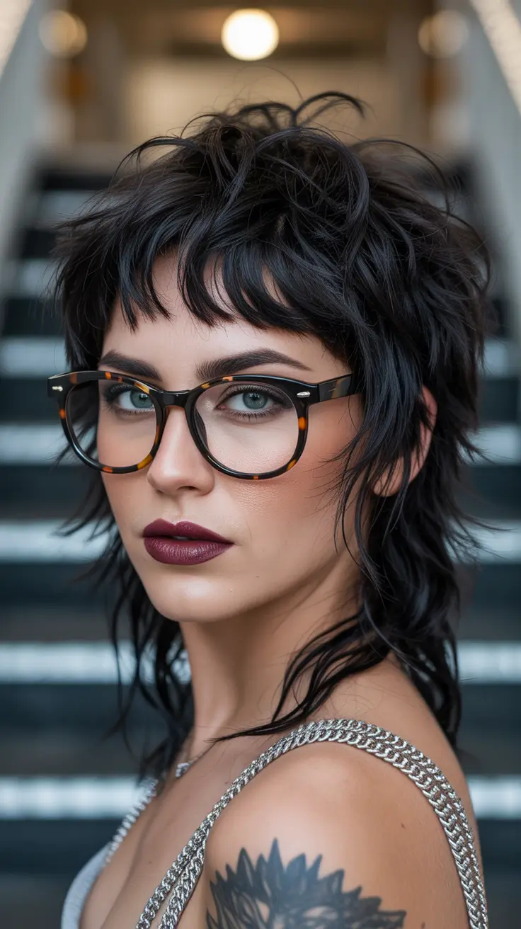 Trendy wolf haircut 2026 Midnight Muse with an Intellectual Twist