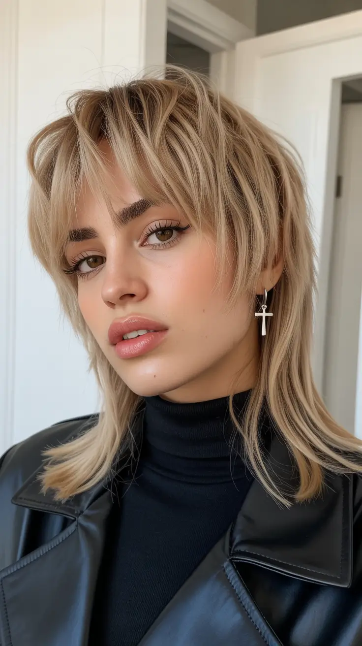 Trendy wolf haircut 2026 Golden Beige Elegance