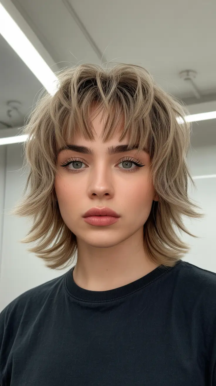 Trendy wolf haircut 2026 Soft Ash Blonde Layers