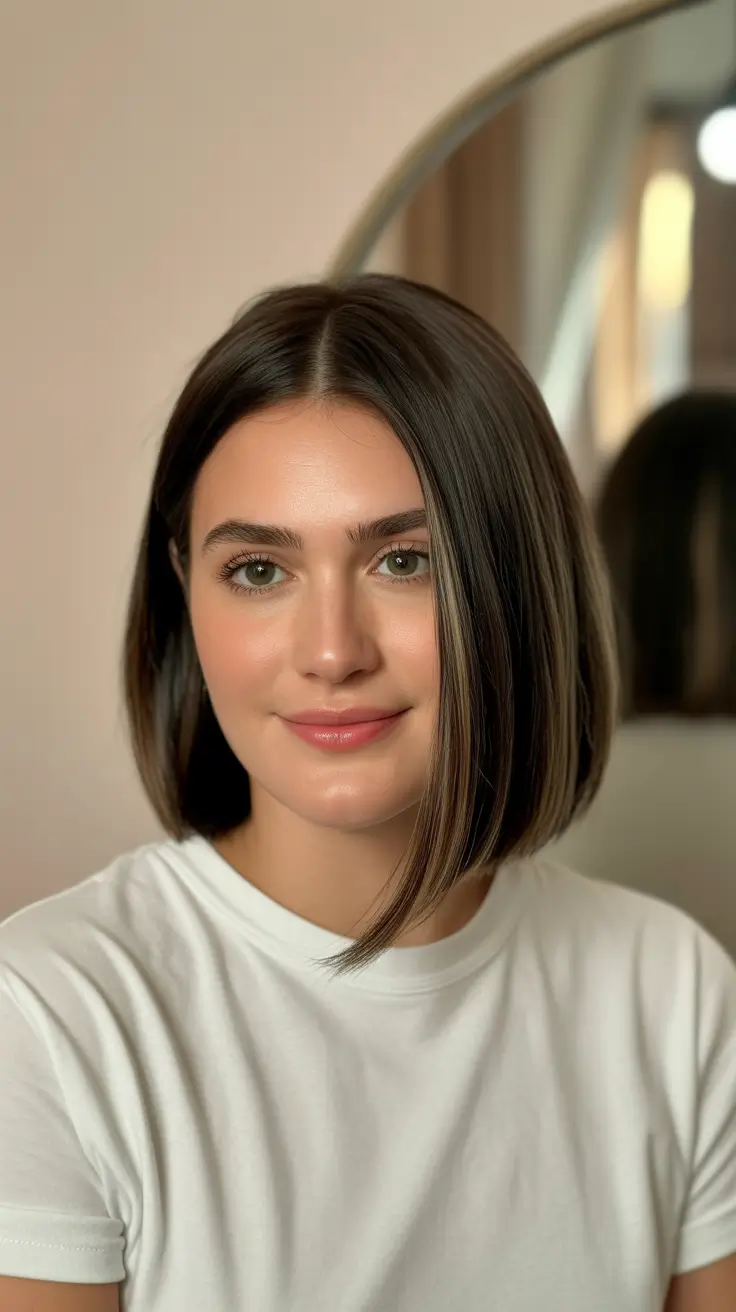 Best haircuts for chubby faces 2026 Soft Precision Bob With Delicate Face Framing