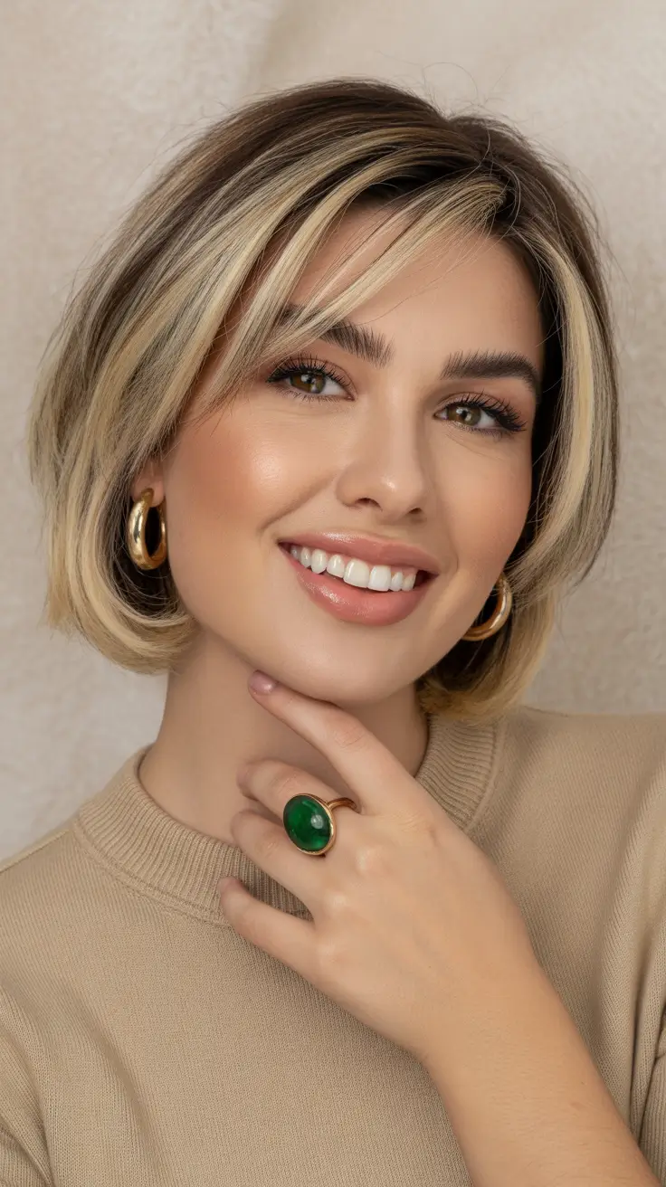 Best haircuts for chubby faces 2026 Layered Blonde Bob With Airy Movement