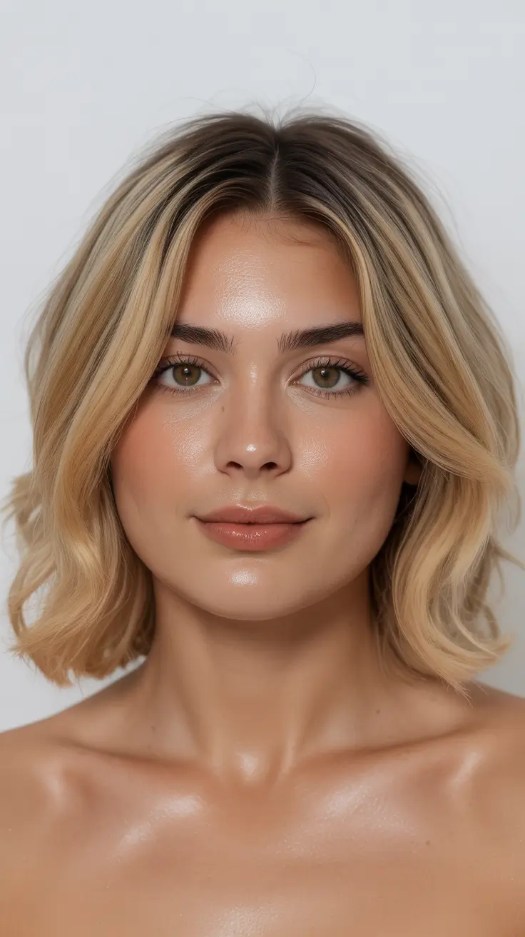 Best haircuts for chubby faces 2026 Soft Blonde Bob With Rounded Summer Waves