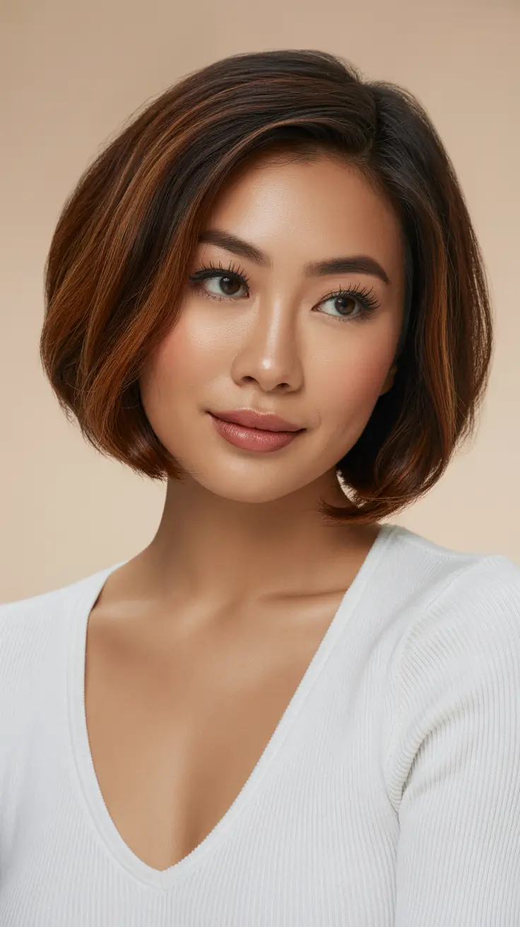 Best haircuts for chubby faces 2026 Rounded Volume Bob With Soft Dimension