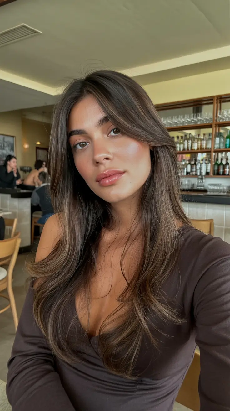 Best haircuts for long hair 2026 Feathered Front Layers with Side Part Softness