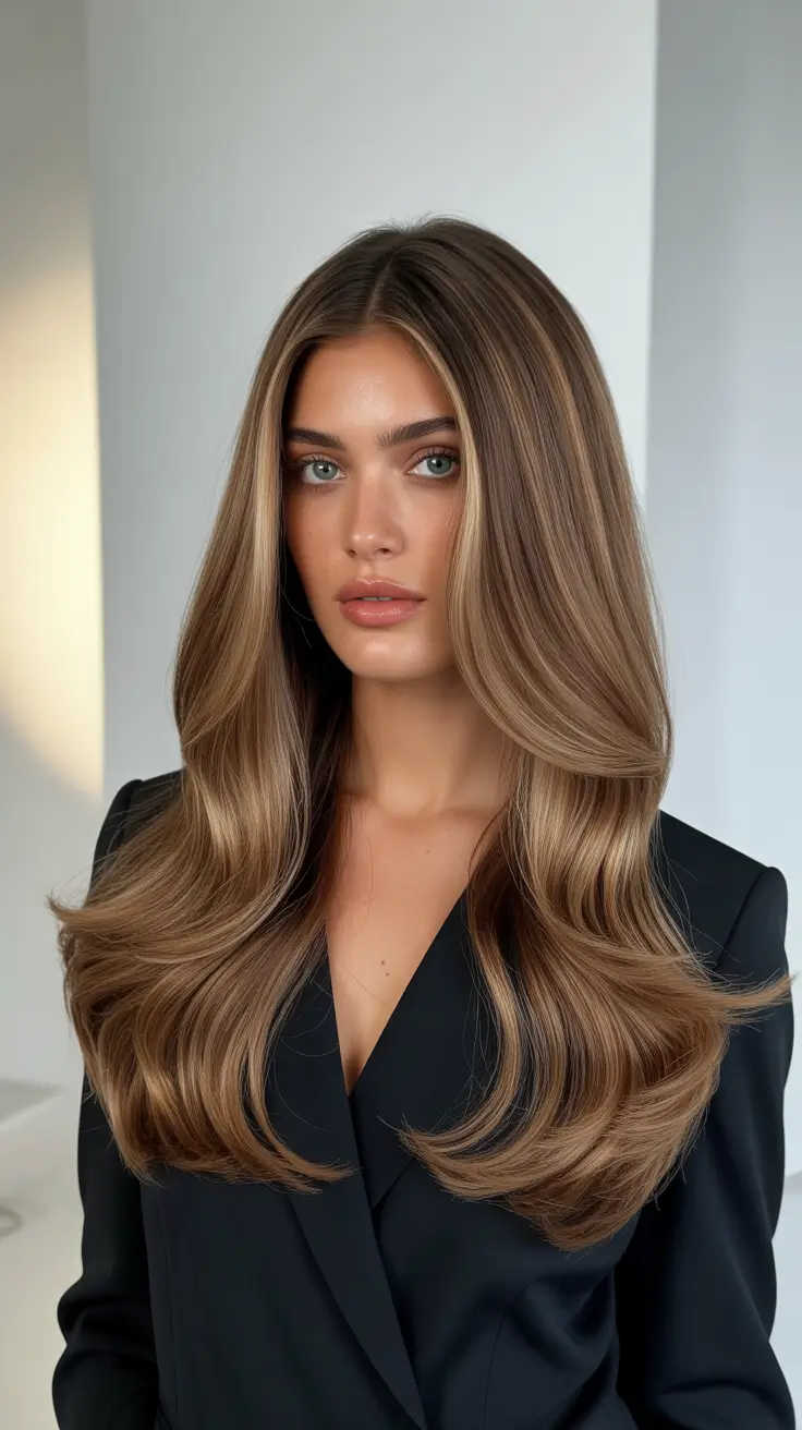 Best haircuts for long hair 2026 Modern Volume Blowout with Layers and Bangs