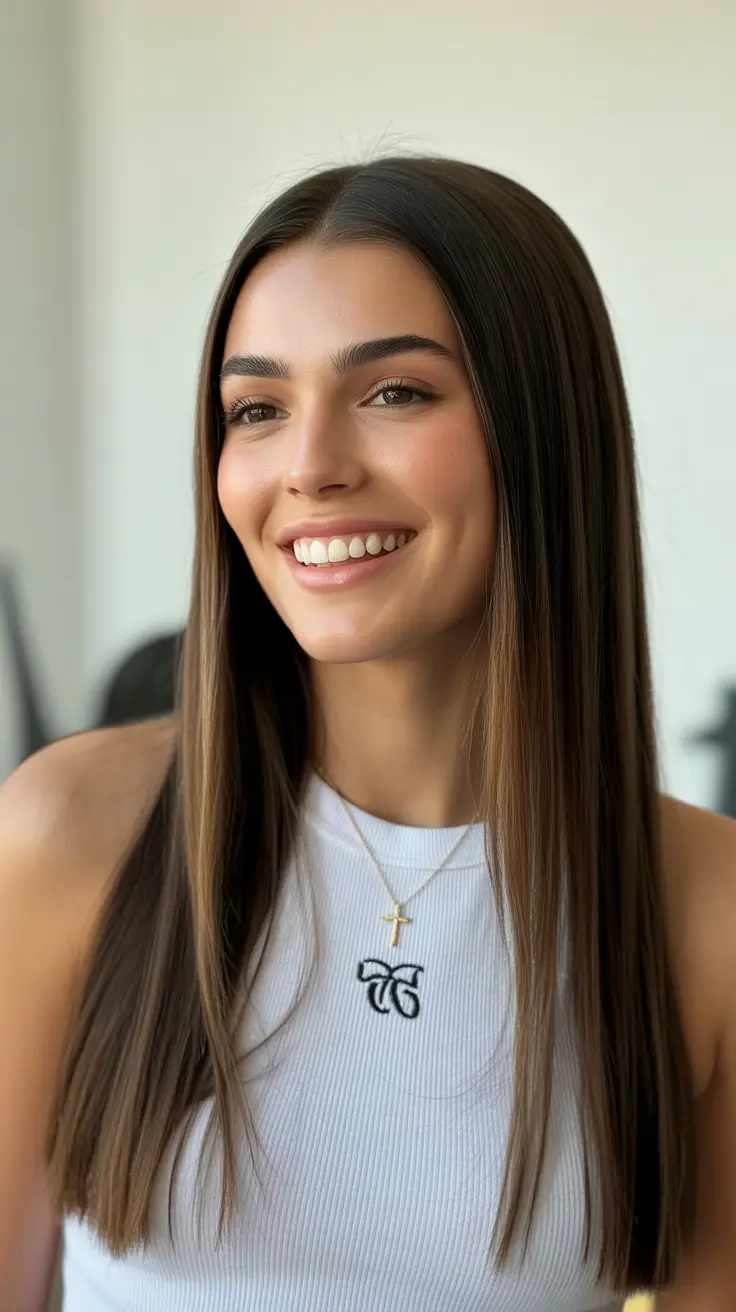 Best haircuts for long hair 2026 Straight Layers with Sleek Front Finish