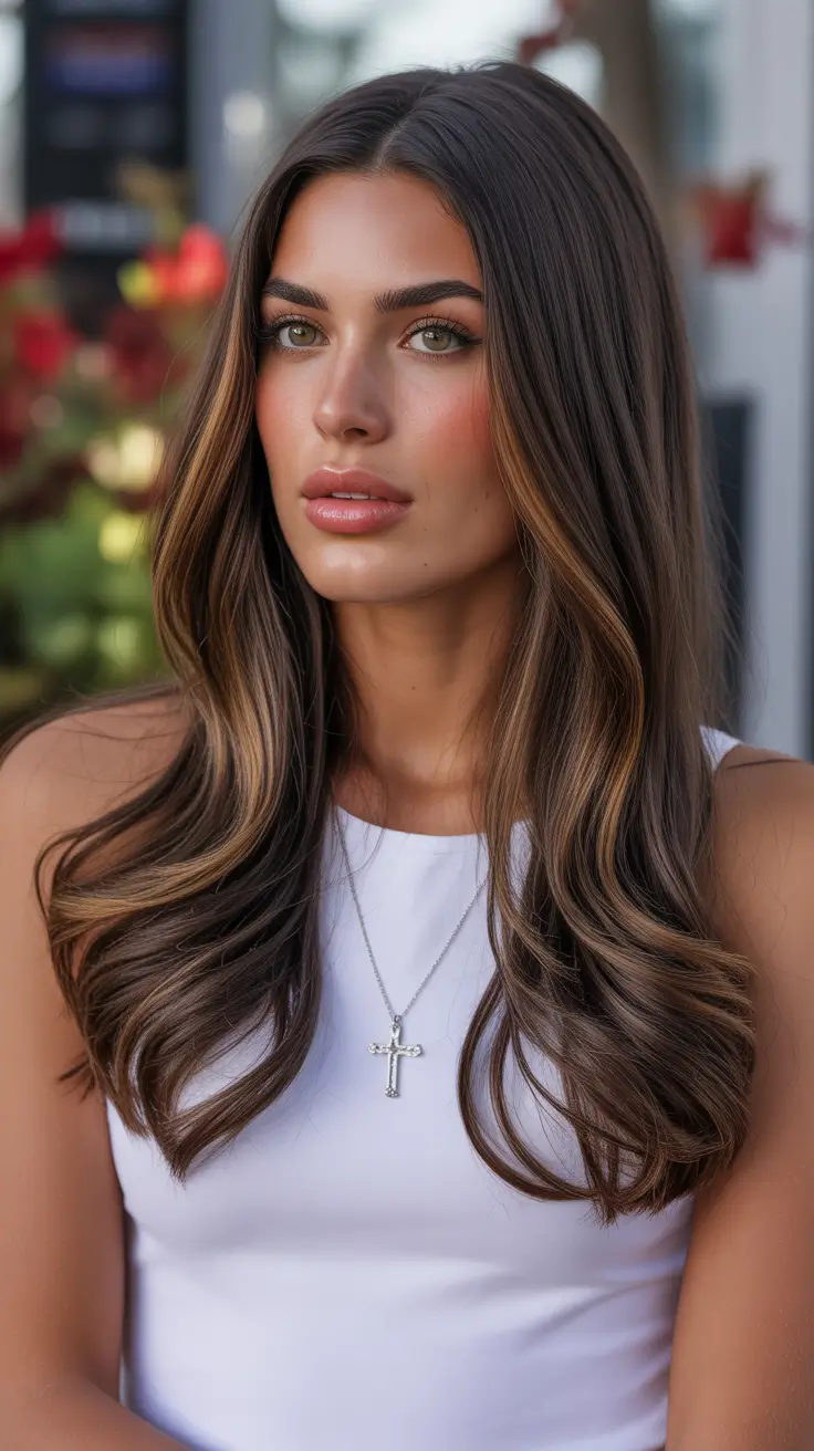 Best haircuts for long hair 2026 Caramel Waves with Subtle Face-Framing Layers