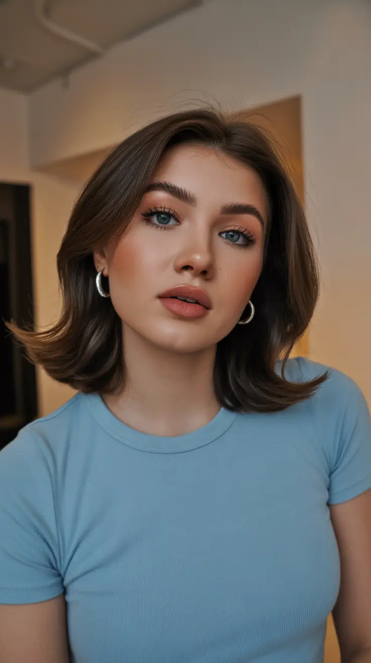 Best haircuts for round faces 2026 Flipped Bob with Soft Volume