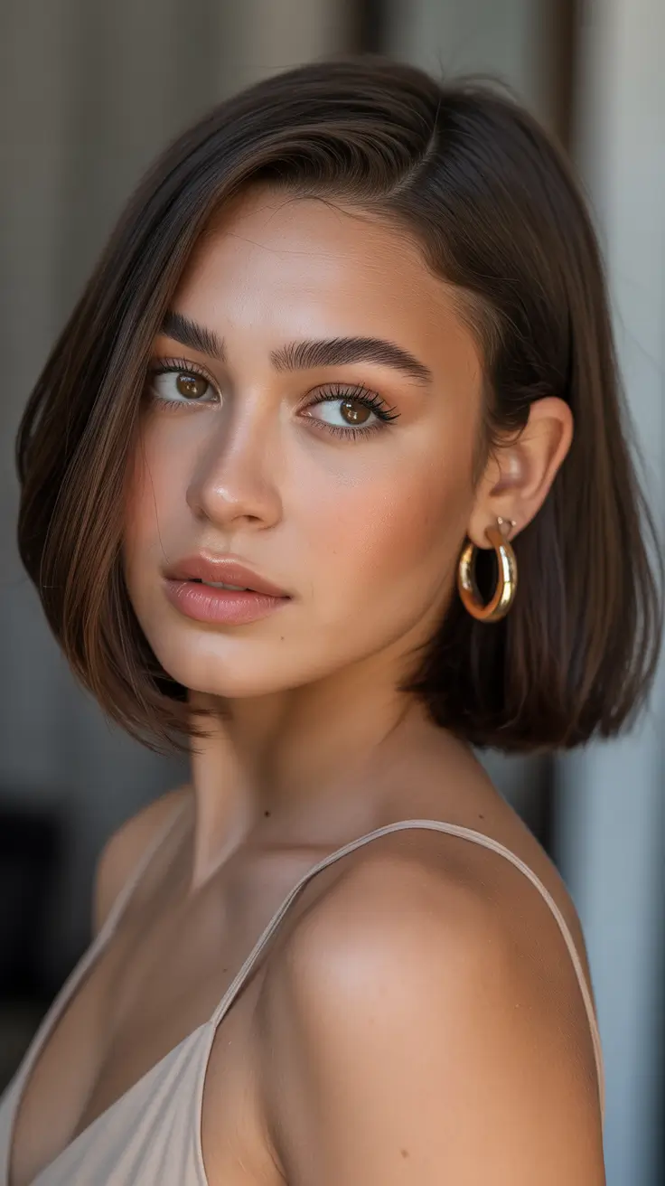 Best haircuts for round faces 2026 Rounded Bob with Glossy Finish