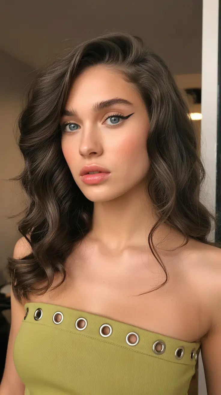 Best haircuts for round faces 2026 Soft Retro Waves with Modern Edge