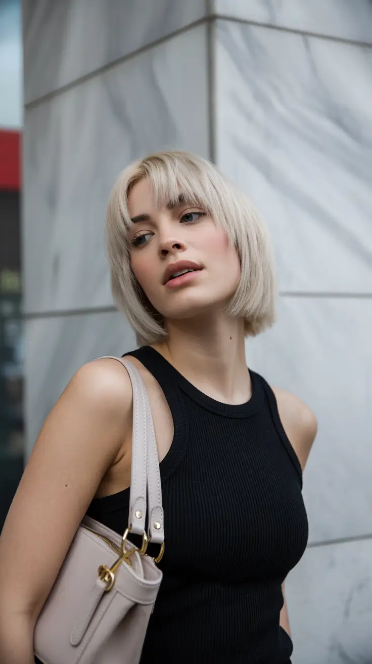Best short haircuts for women 2026 Soft Blonde Bob With Light Fringe and Urban Texture