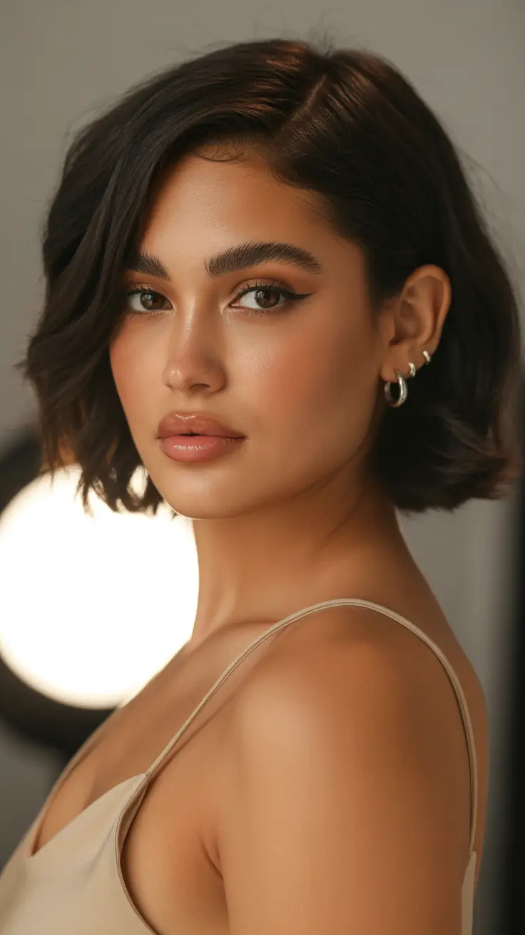 Best short haircuts for women 2026 Soft Espresso Bob With Luxurious Side Part