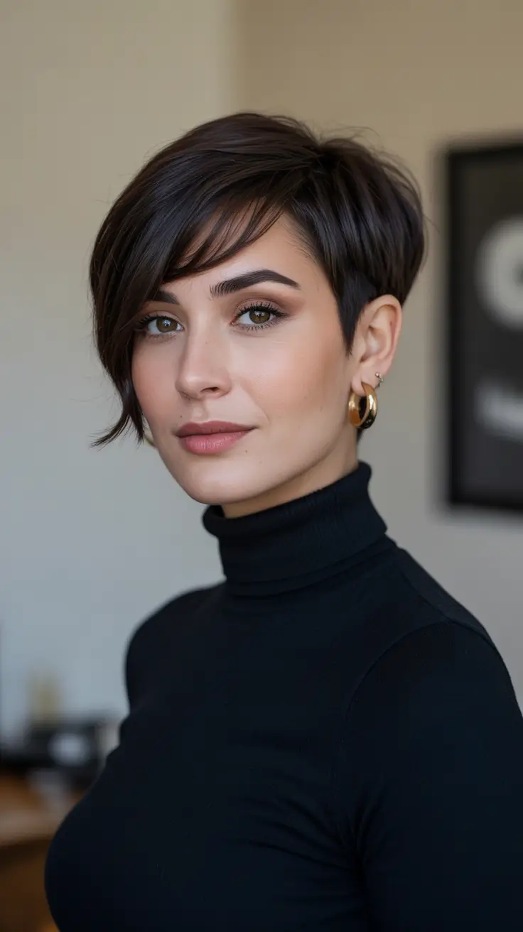 Best short haircuts for women 2026 Asymmetric Brunette Pixie-Bob With Soft Edge