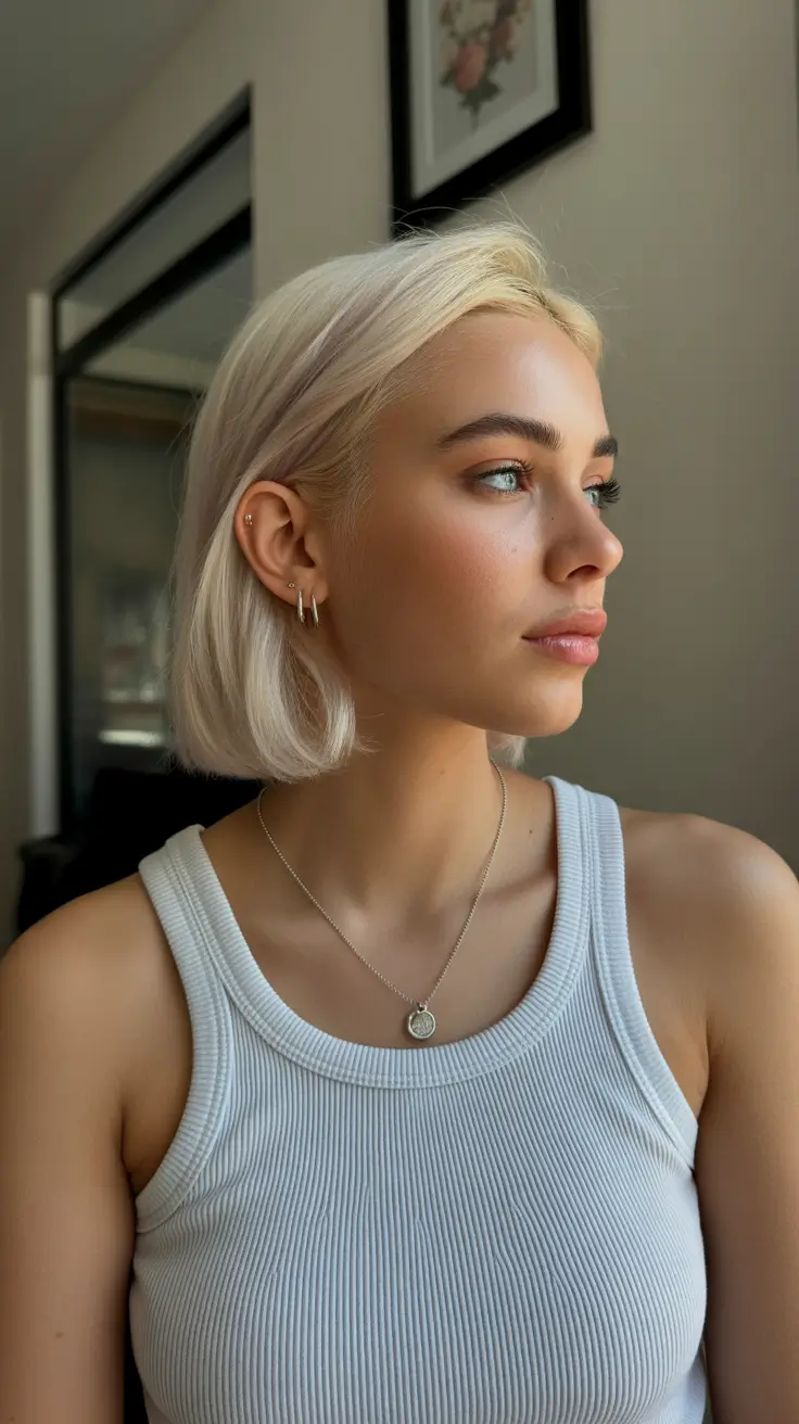 Best short haircuts for women 2026 Creamy Pearl Bob With Minimalist Softness