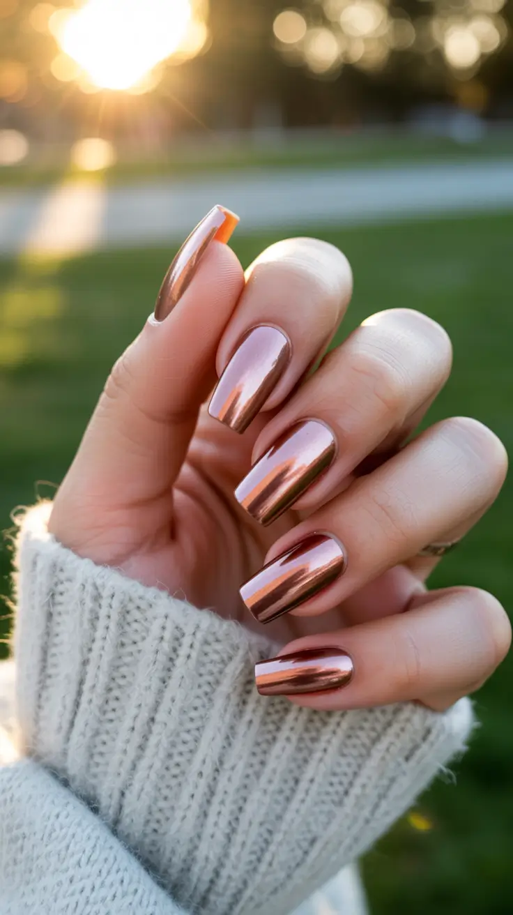 chrome nails 2026 Sunlit Bronze Chrome