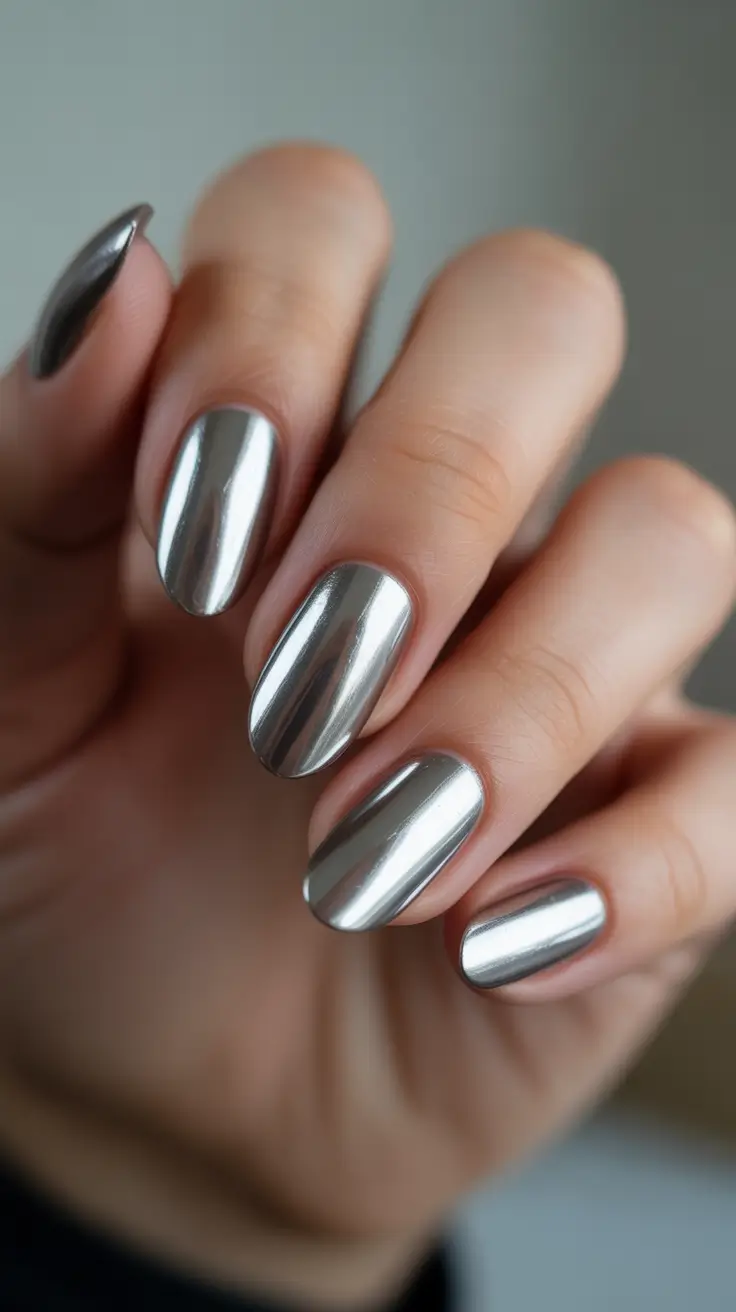 chrome nails 2026 Molten Metal Oval Chrome