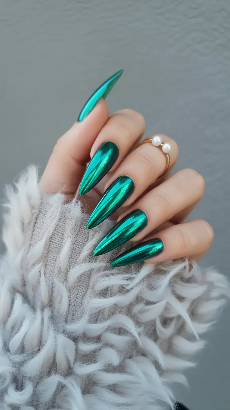 chrome nails 2026 Emerald Chrome Claws