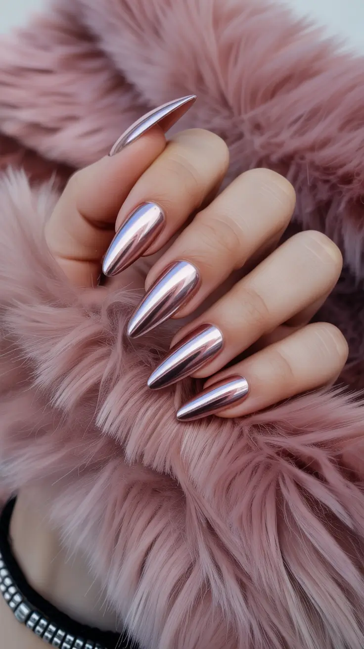 chrome nails 2026 Rose Pearl Chrome
