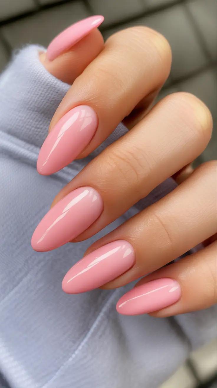 cute almond nails 2026 Milky Pink Almond Perfection