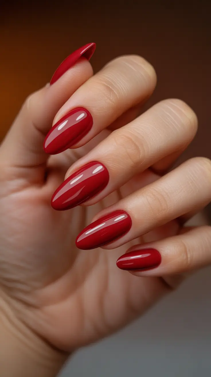 cute almond nails 2026 Classic Glossy Red Almonds