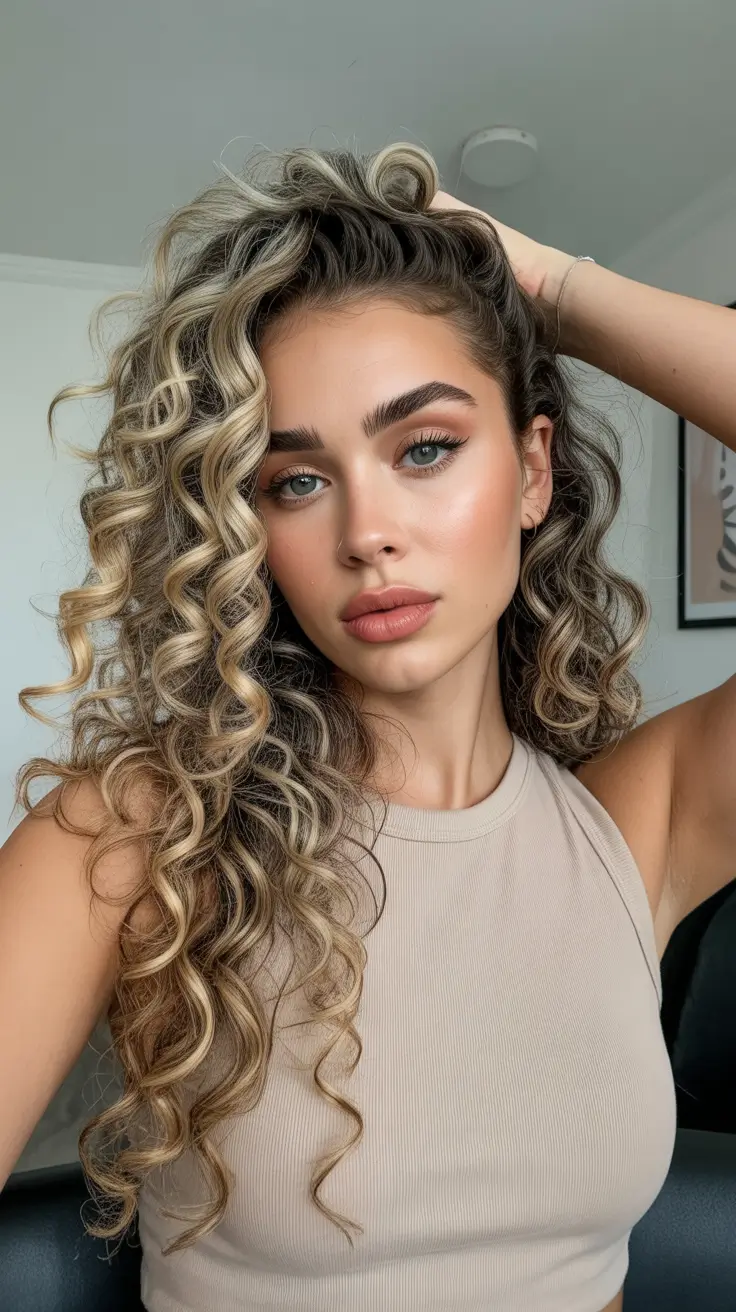 Cute curly hairstyles for women 2026 Glamorous Long Curls with Face-Framing Layers