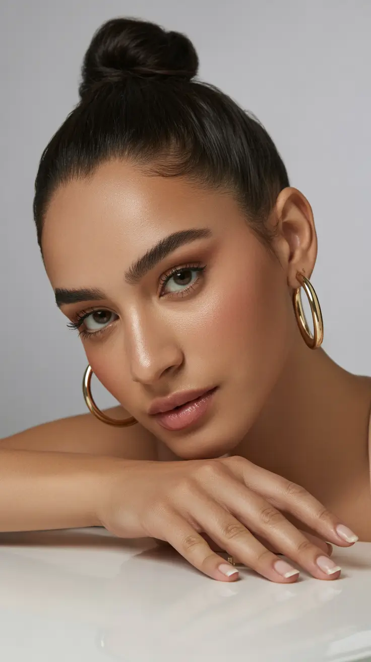 Cute hairstyle ideas 2026 Polished High Bun with a Modern Edge