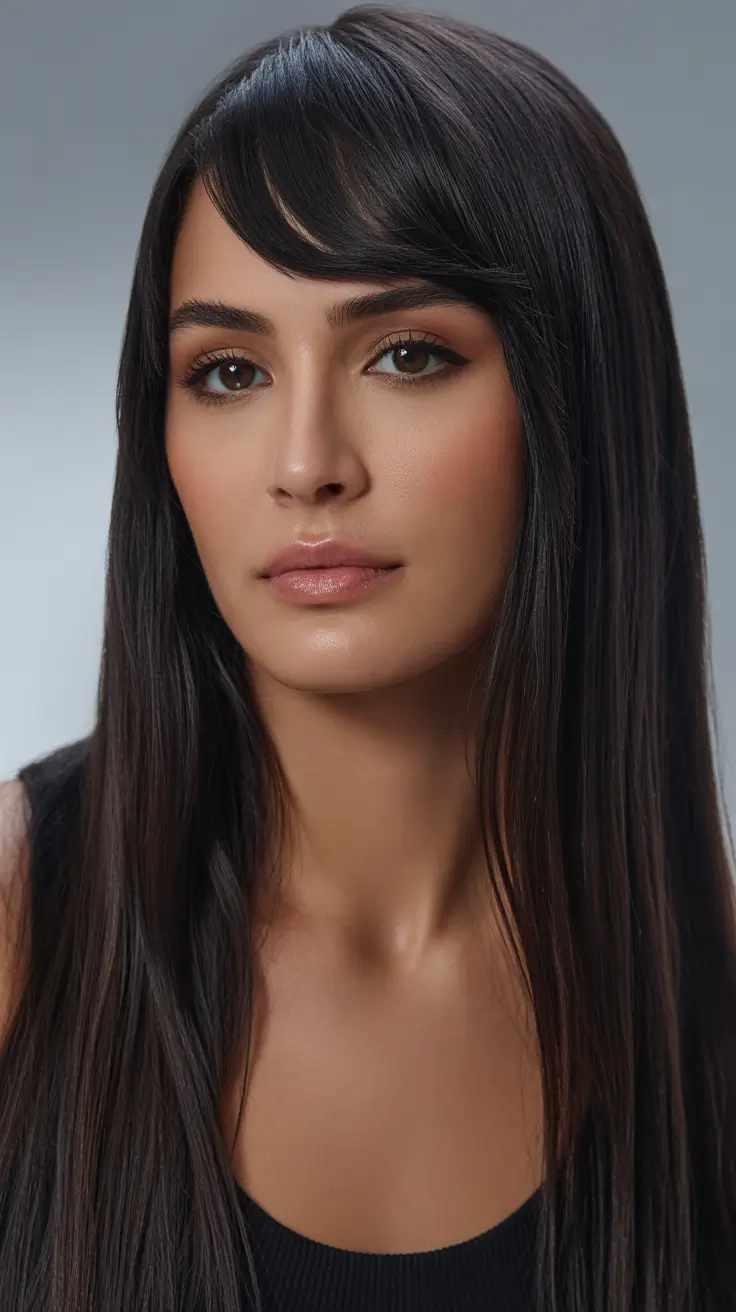 Cute hairstyle ideas 2026 Sleek Layers and Wispy Bangs