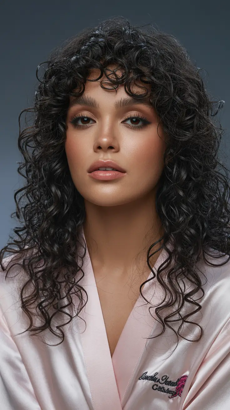 Cute hairstyle ideas 2026 Soft Curly Shag with Bangs
