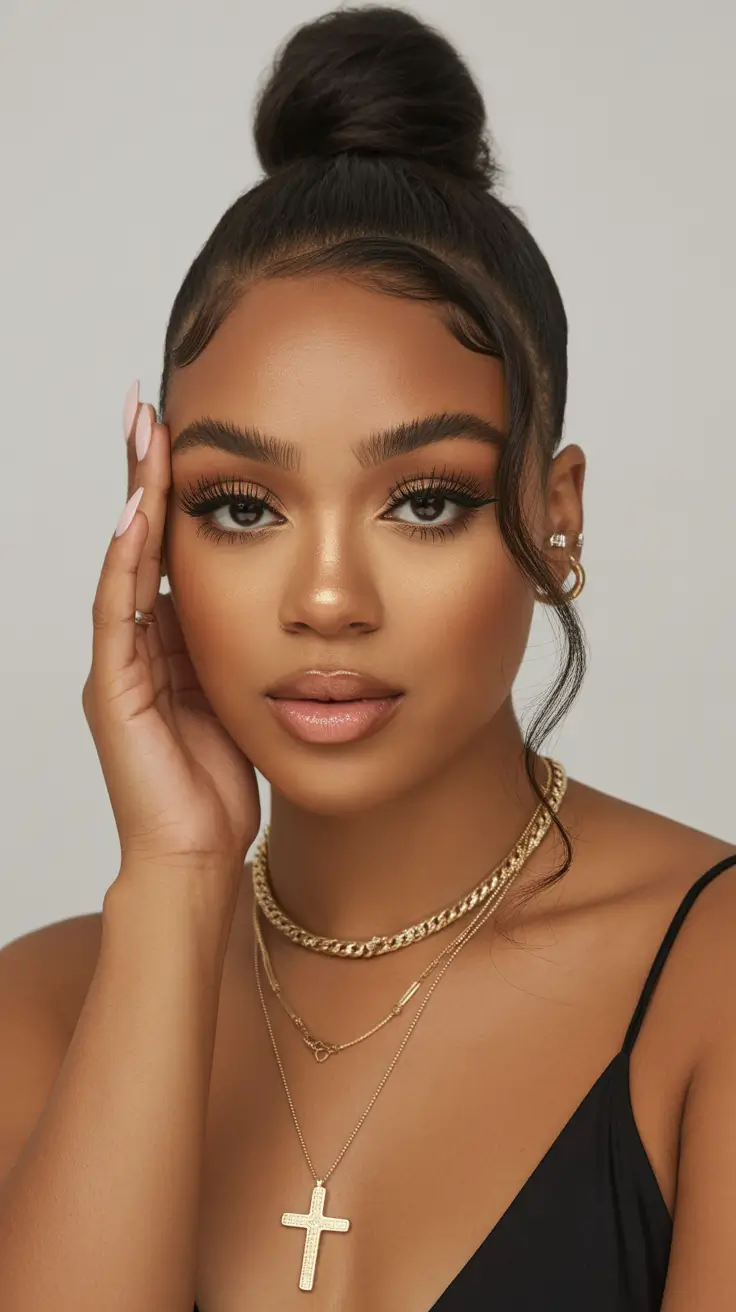 Cute hairstyle ideas for black women 2026 Classic Top Knot Elegance