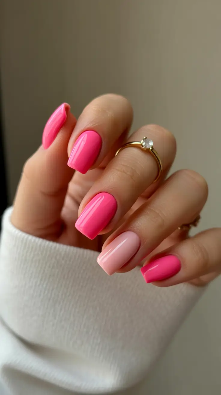 cute pink nails 2026 Pink & Soft Nude Accent Harmony