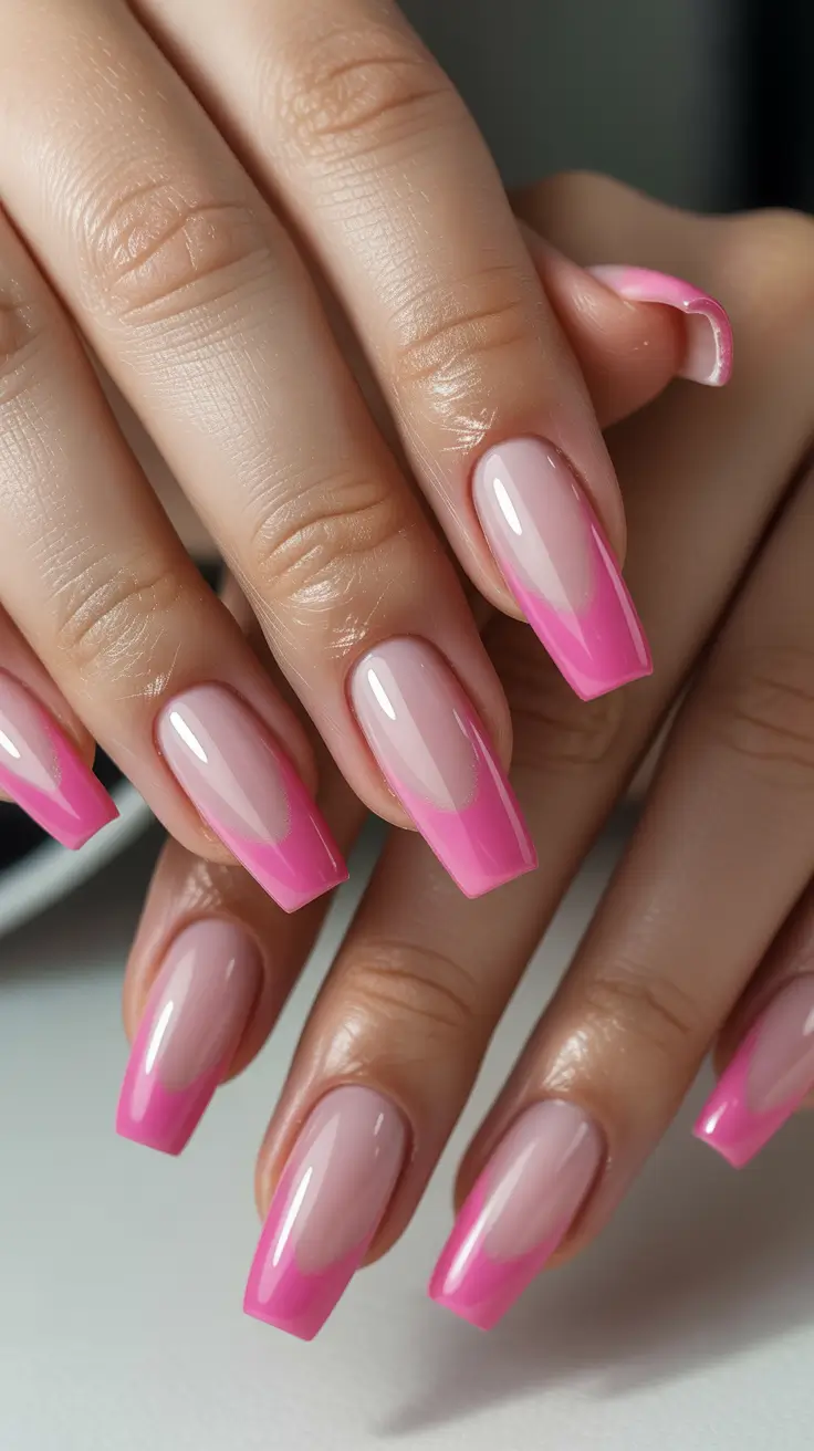 cute pink nails 2026 Soft Pink Fade French