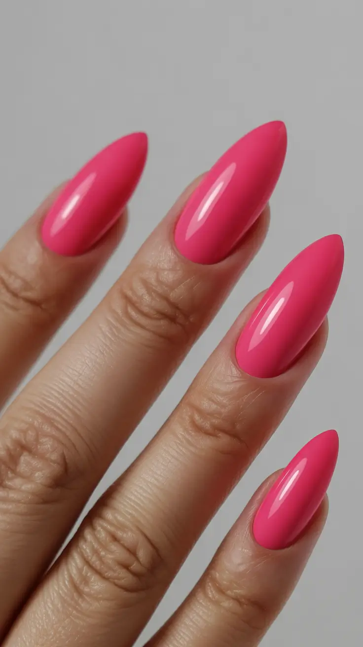 cute pink nails 2026 Hot Almond Pink Drama