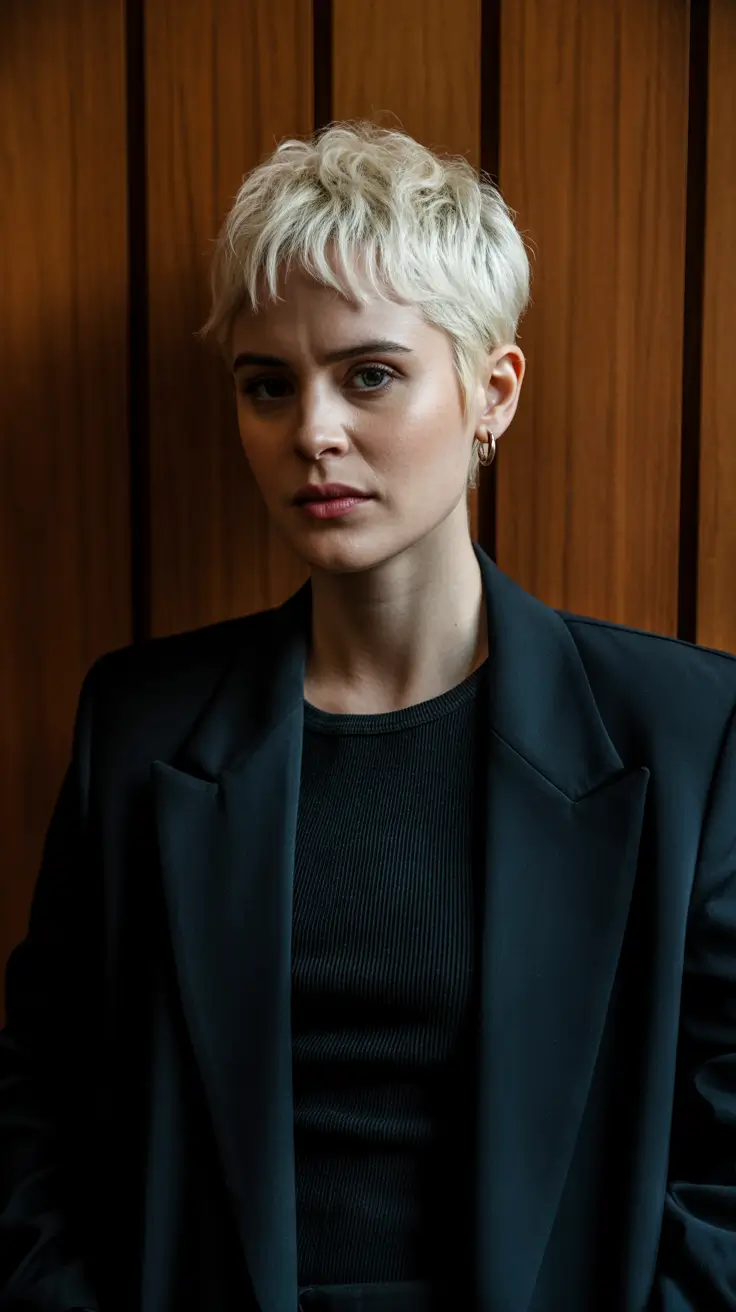 Cute pixie hairstyle ideas 2026 Textured Icy Crop With a Grunge Twist