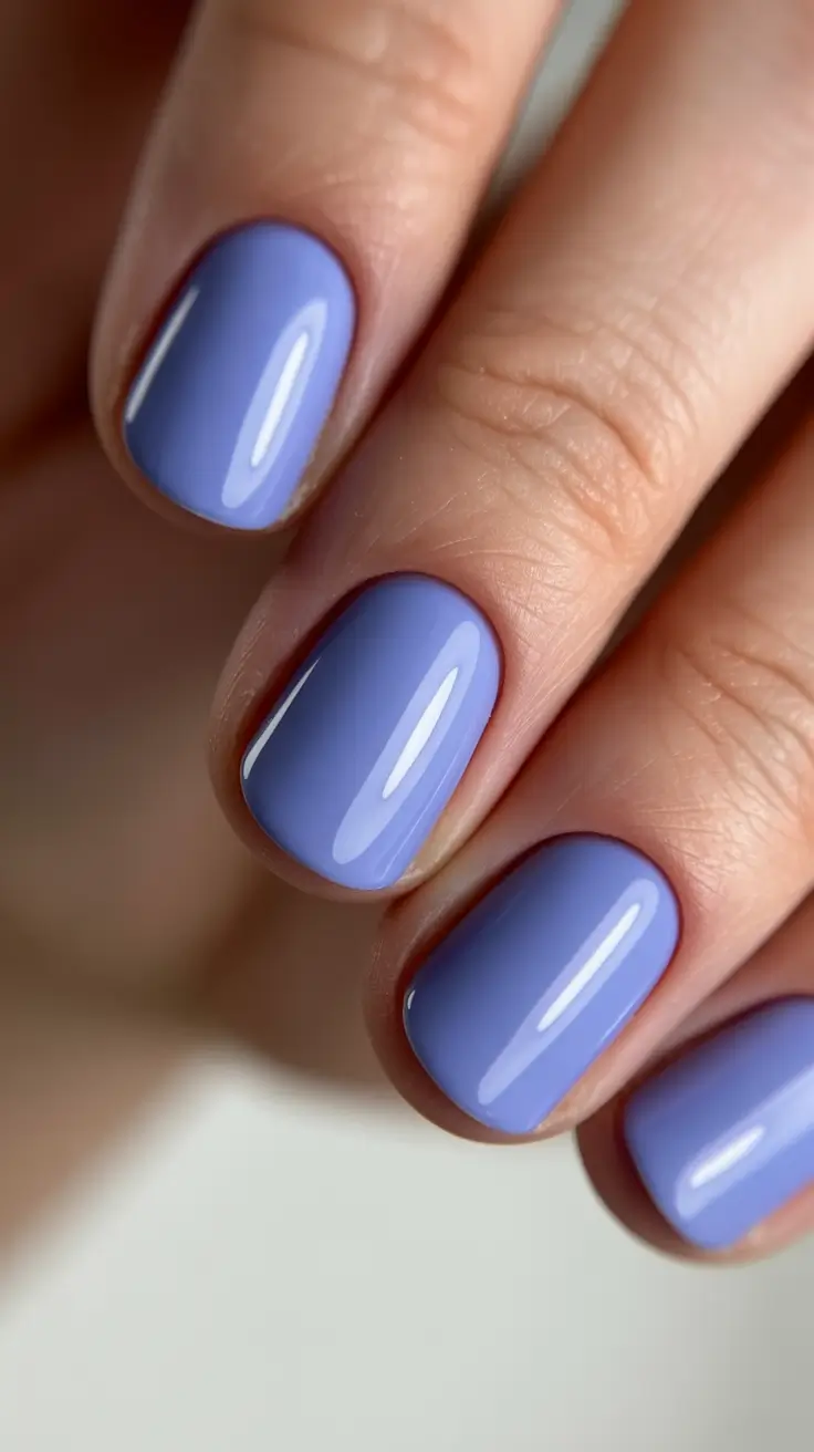 cute short nails 2026 Soft Periwinkle Shine for Everyday Elegance