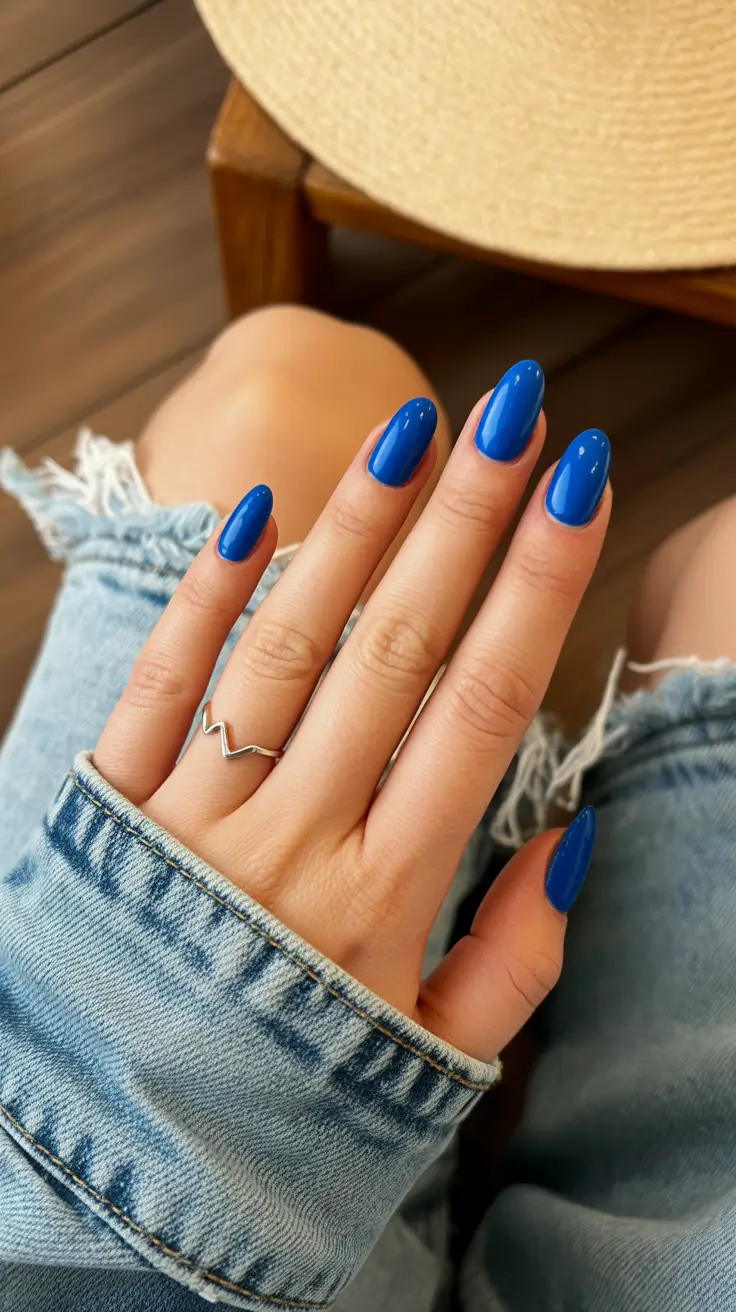 cute short nails 2026 Cobalt Shine for a Bold Summer Statement