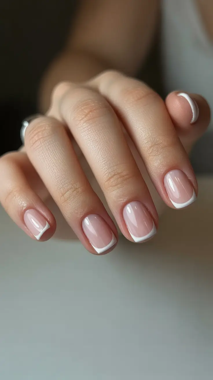 cute short nails 2026 Soft White-Tipped French for Classic Minimal Beauty