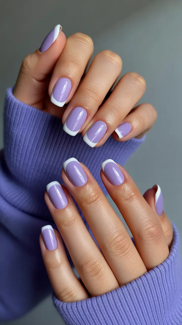 cute short nails 2026 Lavender French Twist for Playful Elegance