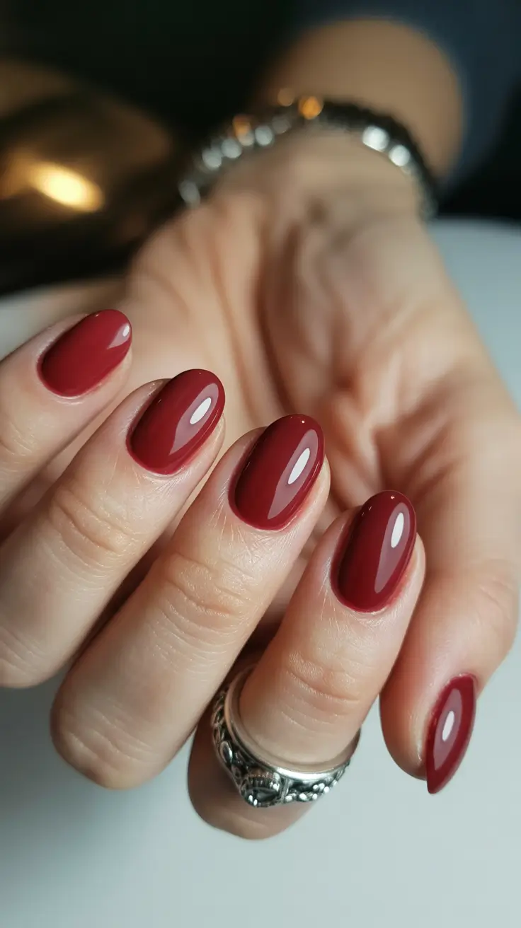 cute short nails 2026 Deep Merlot Shine for Sophisticated Drama