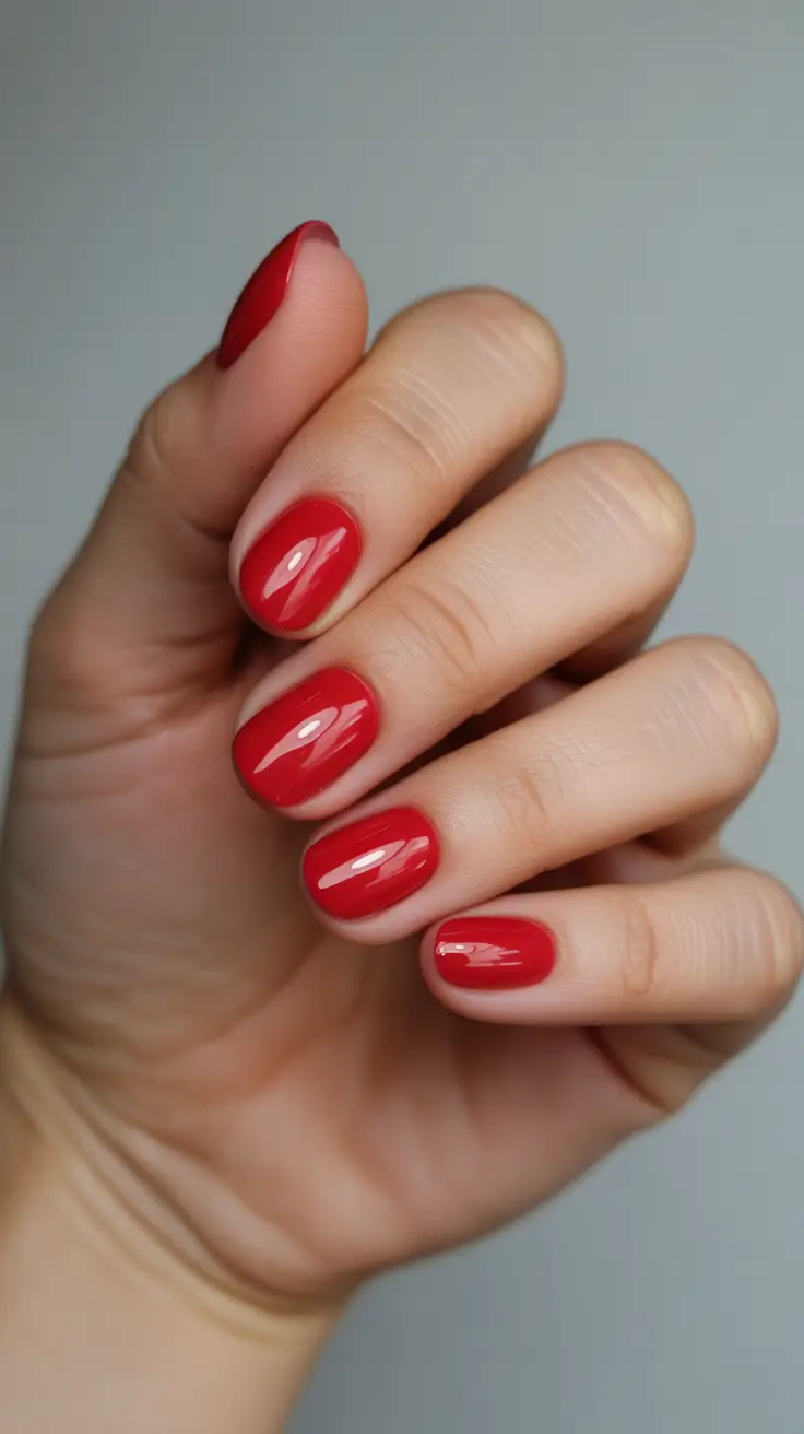 cute short nails 2026 Classic Red Glow for Timeless Beauty