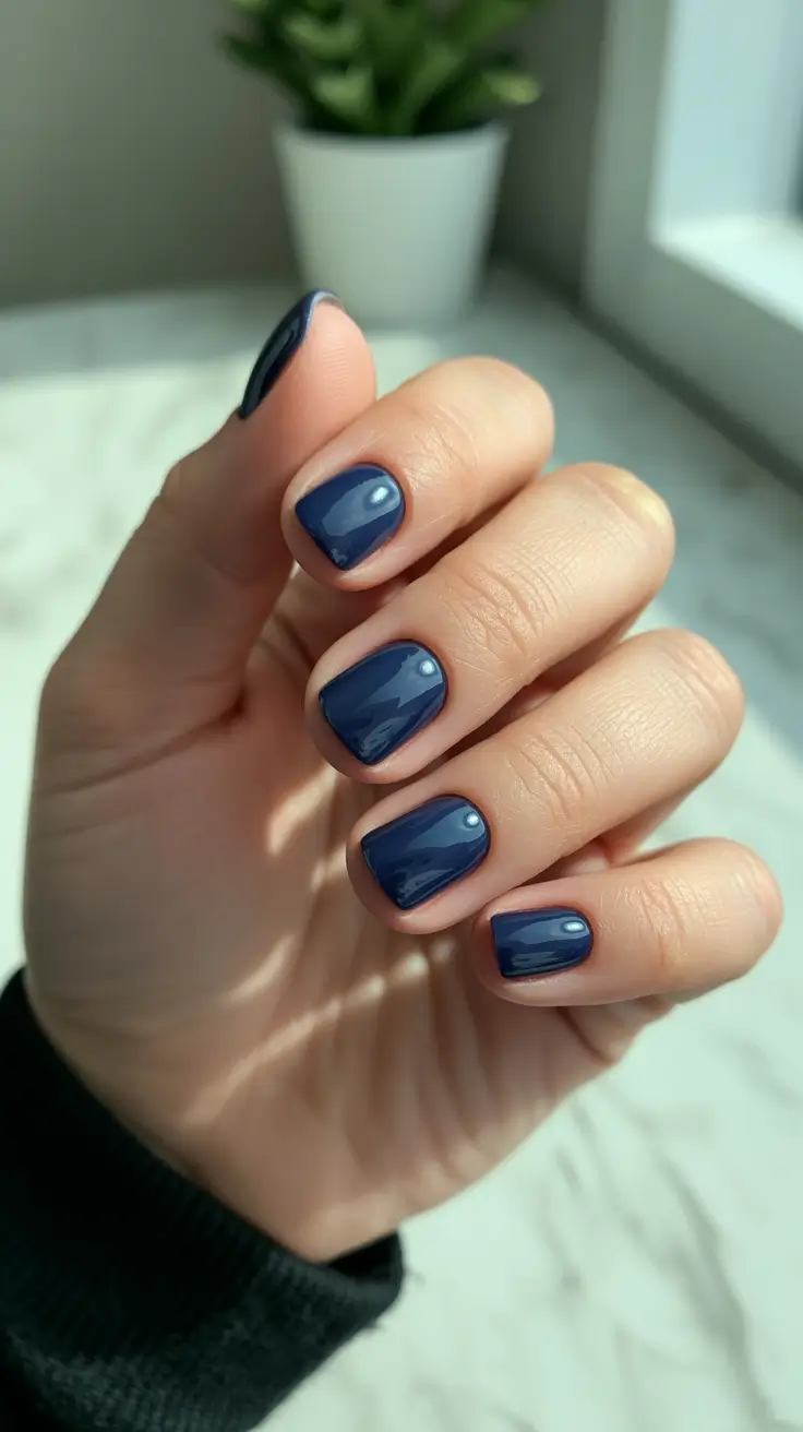 cute short nails 2026 Midnight Navy Gloss for a Chic Minimal Moment