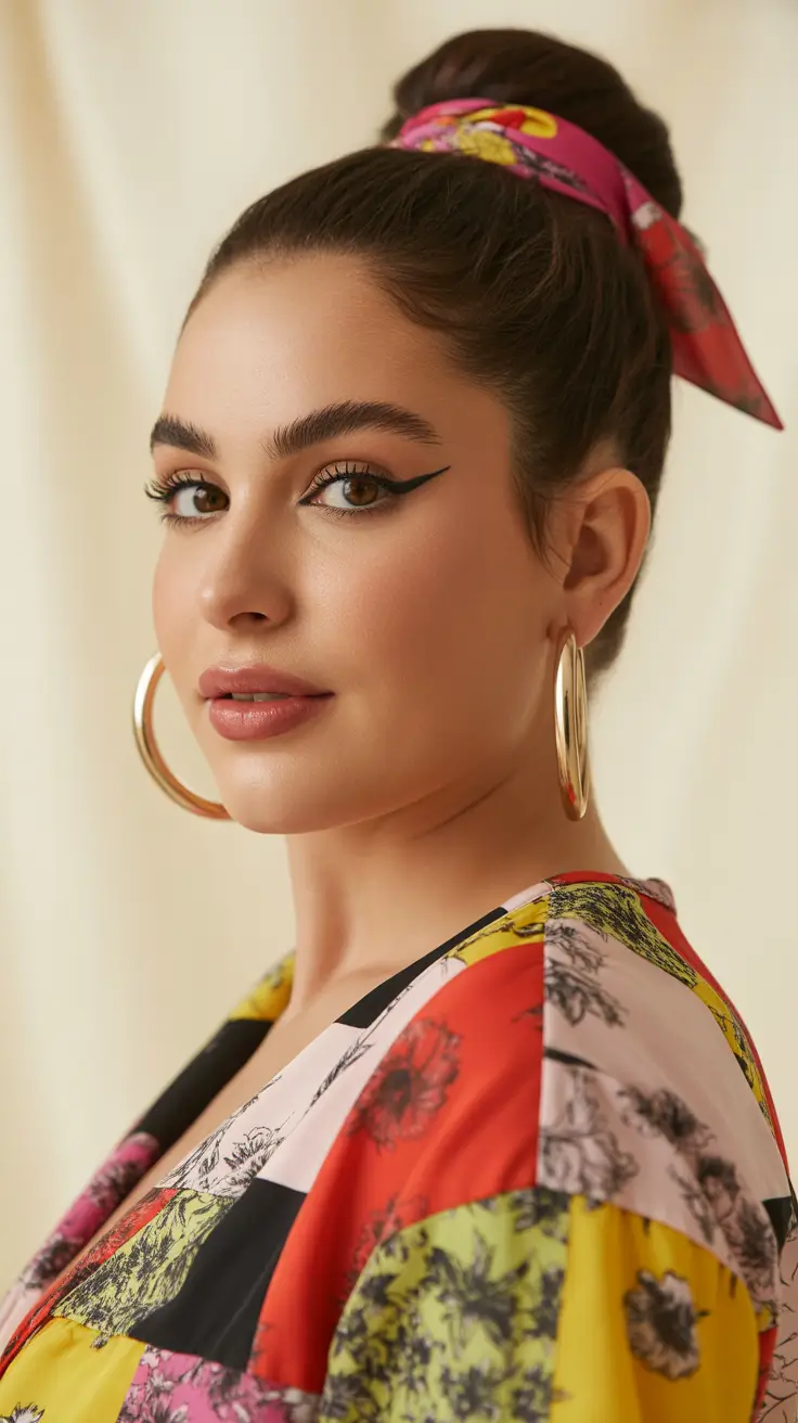 Easy hairstyles for women 2026 Playful Scarf Bun With Elevated Texture