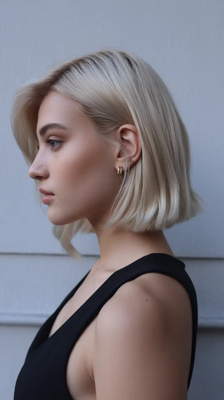 Easy hairstyles for women 2026 Blunt Platinum Bob With Soft Movement