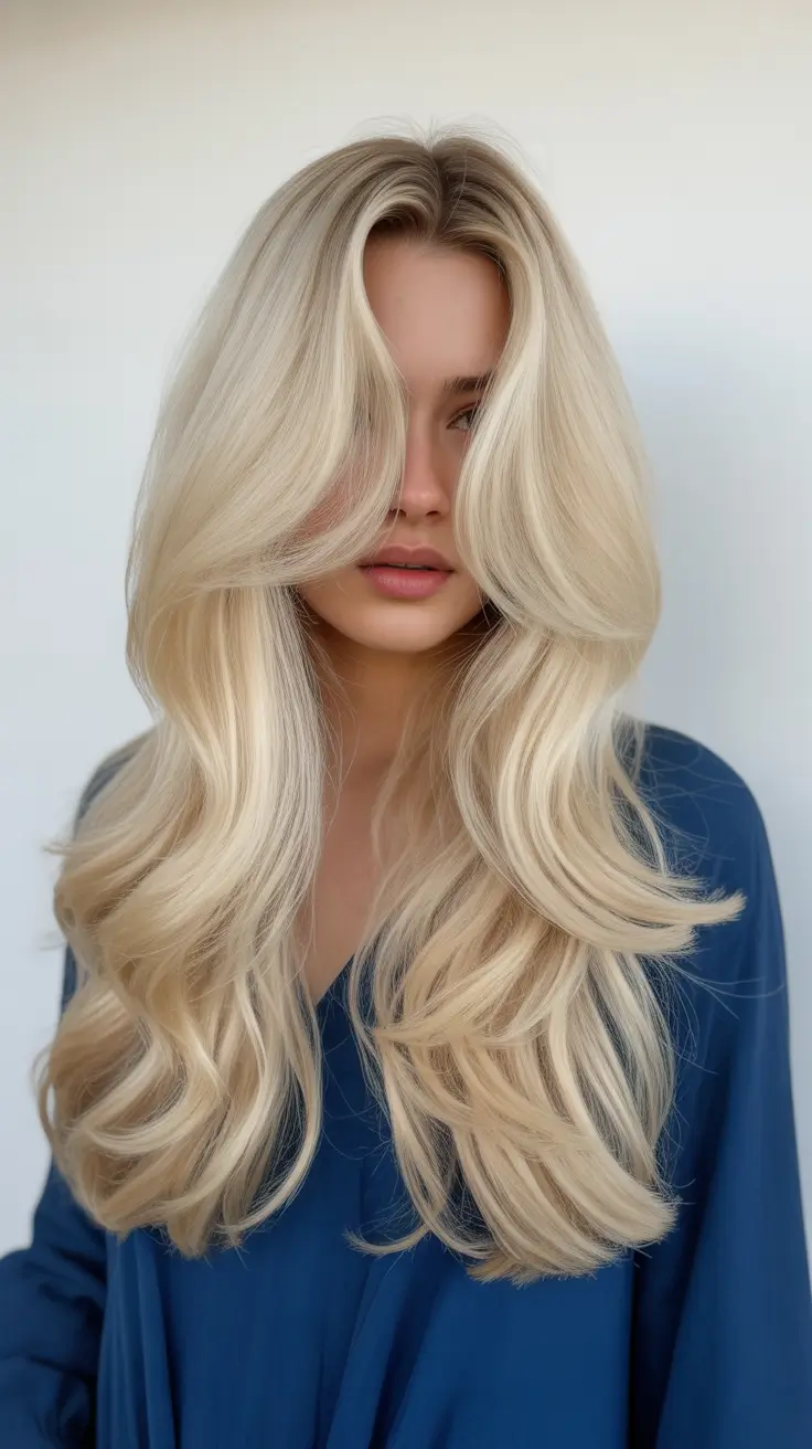 Easy hairstyles for women 2026 Voluminous Layered Blonde With Curtain Framing