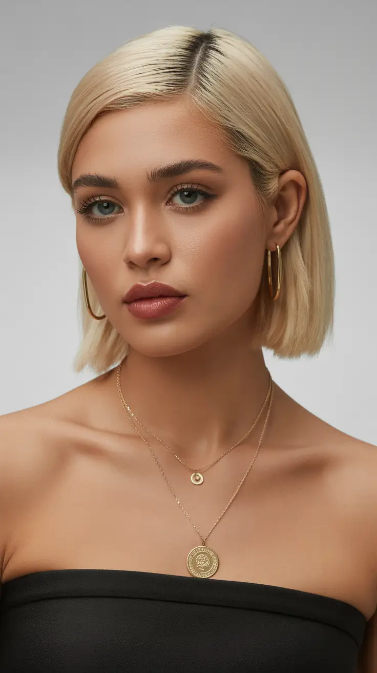 Easy hairstyles for women 2026 Short Sleek Bob With Middle Part Precision