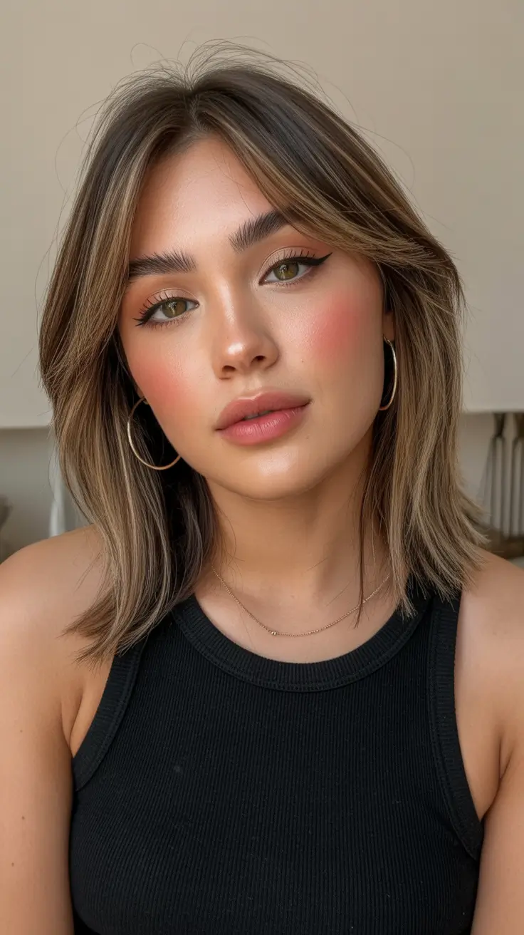 Flattering hairstyles for fat face 2026 Soft Layered Medium Cut With Face-Framing Pieces