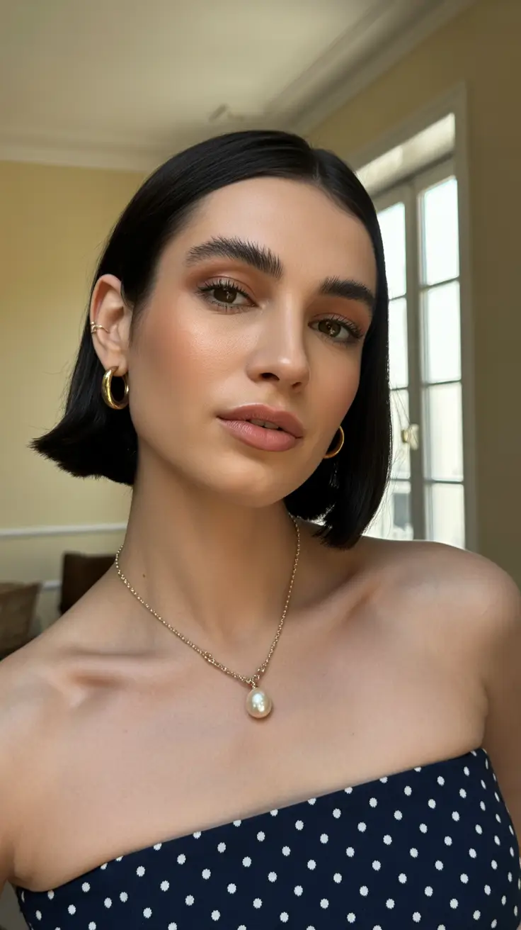 Flattering hairstyles for fat face 2026 Ultra-Sleek Short Bob With Sharp Tapered Edges